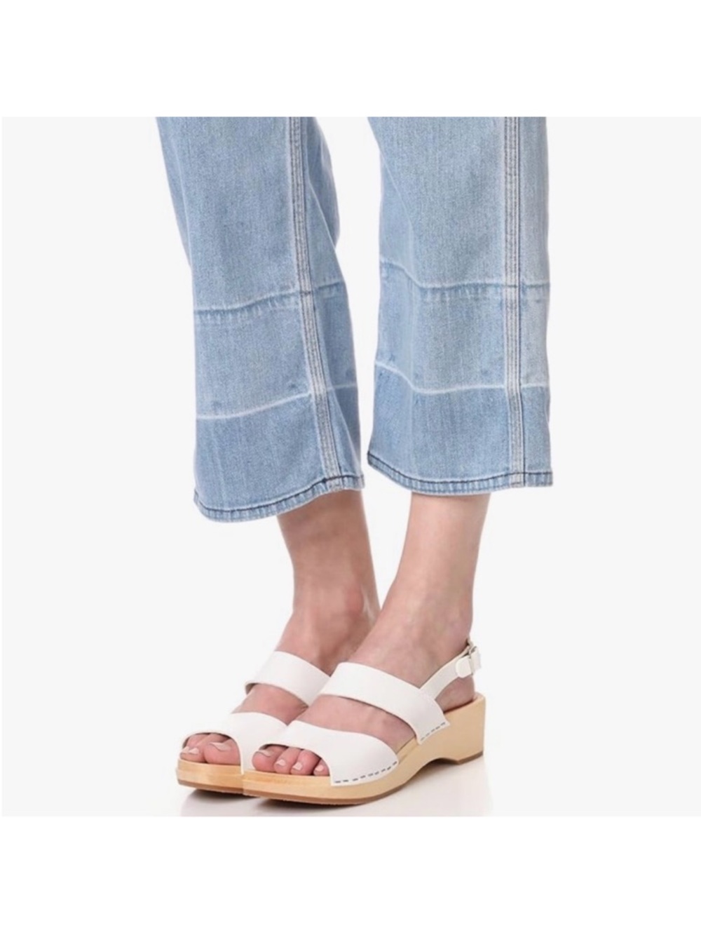 Swedish Hasbeens “Helena” White Clog Sandals 39/8.5
